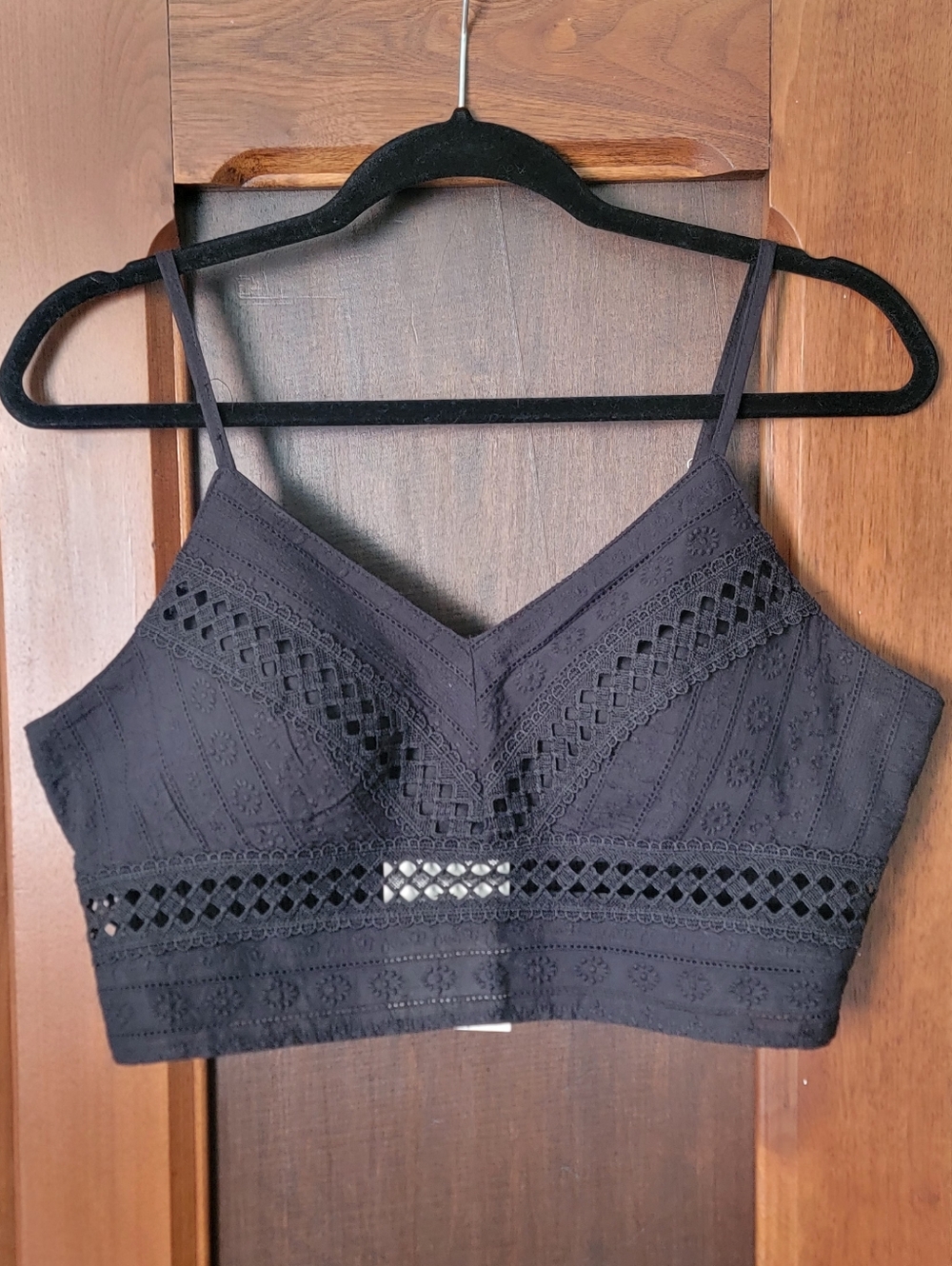 Rebellion Black Lacey V-Neck Crop Top Size-XL